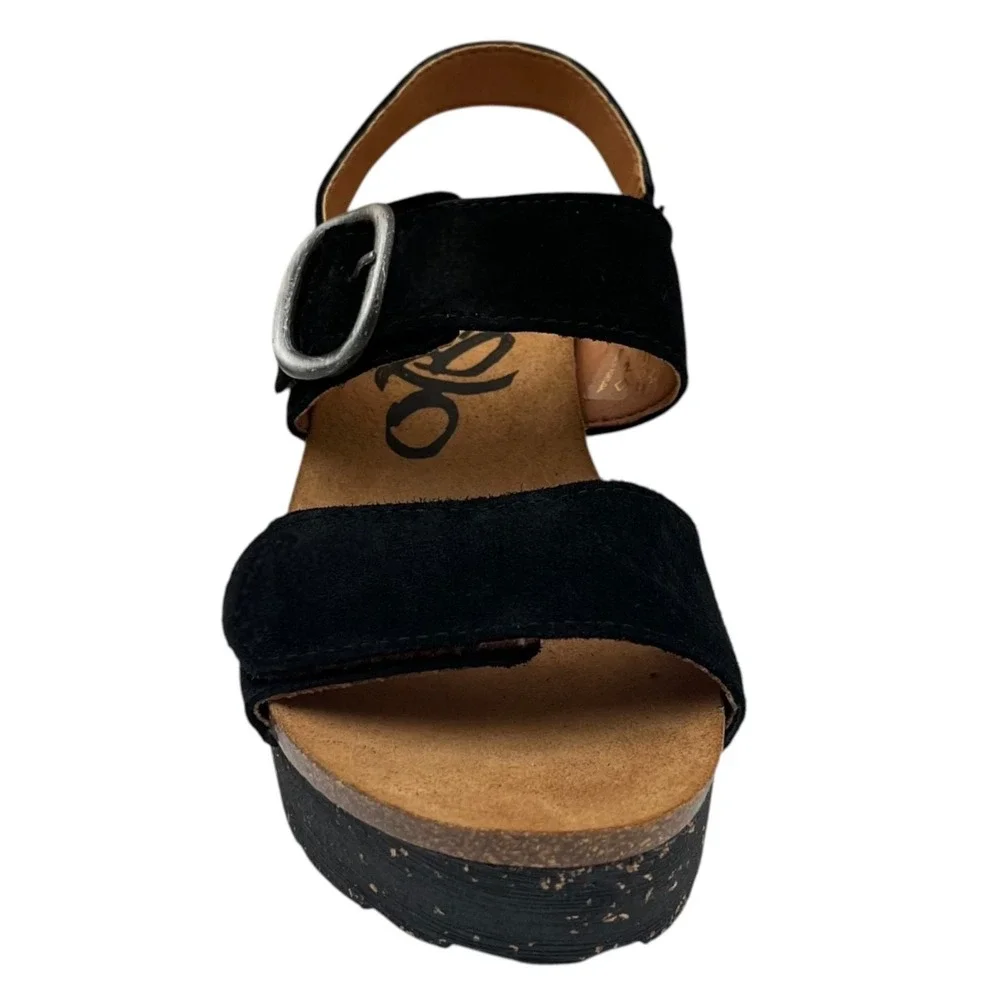 OTBT Peasant Women's Wedge Adjustable Suede Sandal Size 8.5 (Fits like 9) Black